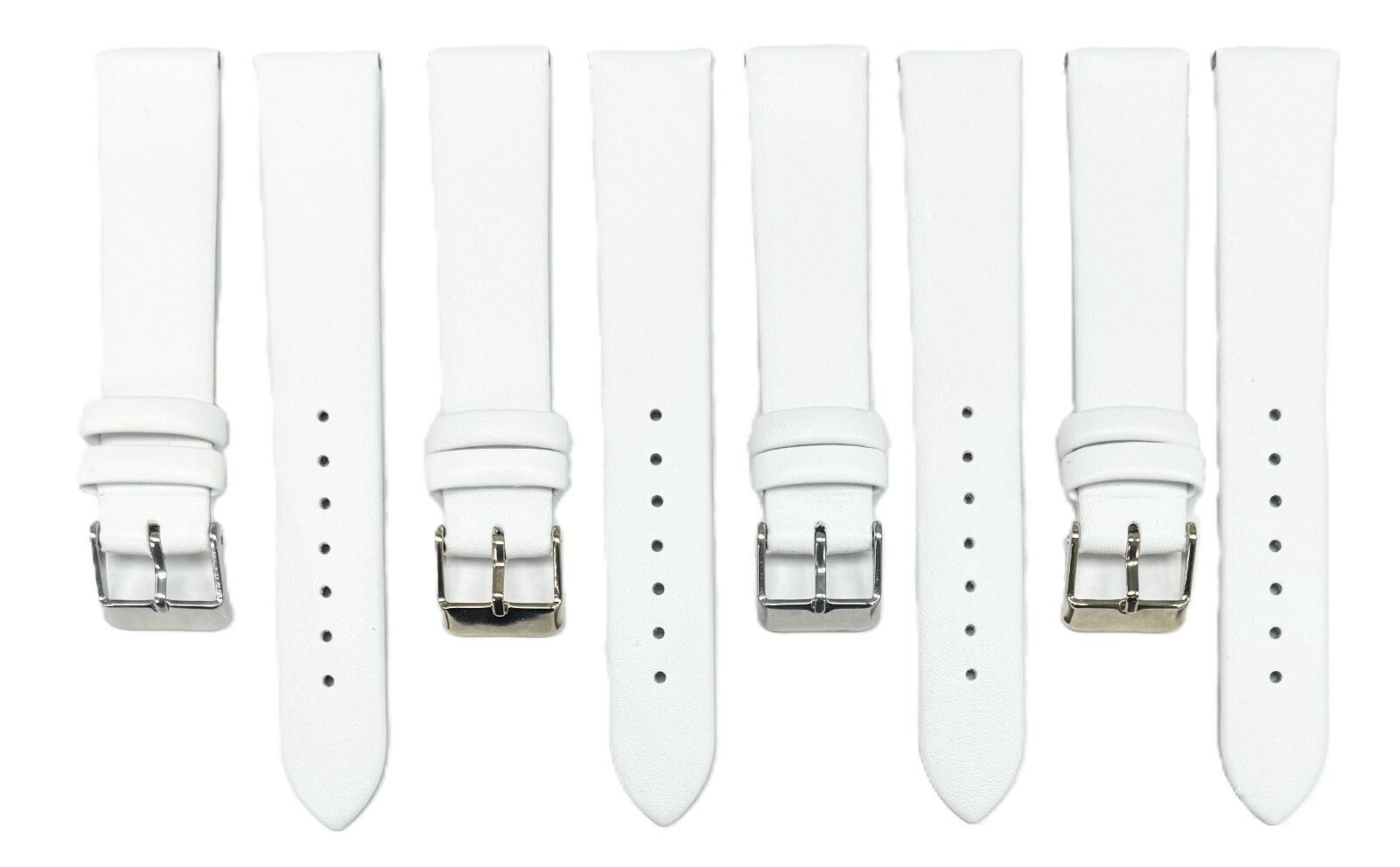 12-26mm Italian Genuine Leather Plain Classic White Watch Band with No Stitching