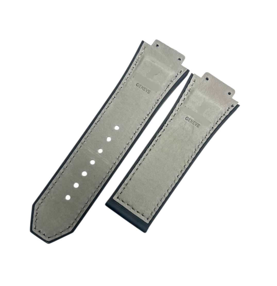 MATTE LIGHT GREY SUEDE LEATHER WATCH BAND FOR HUBLOT WATCHES OF SIZE 29X24MM