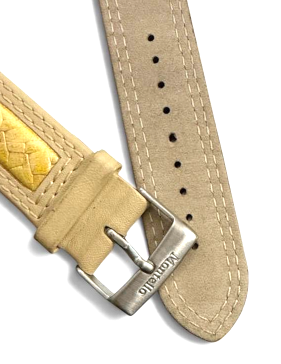 Watch Band Leather Strap Snake Print Yellow color - 20mm