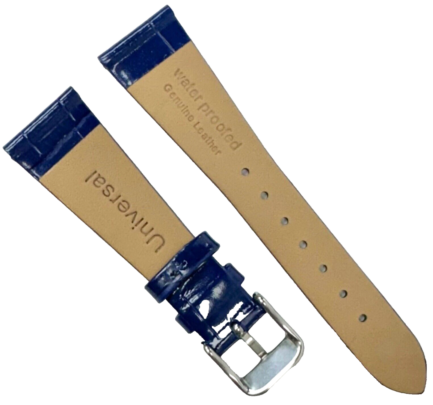 New Watch Band Blue Genuine Leather Alligator Grain (Flat, Short) 18x14 MM