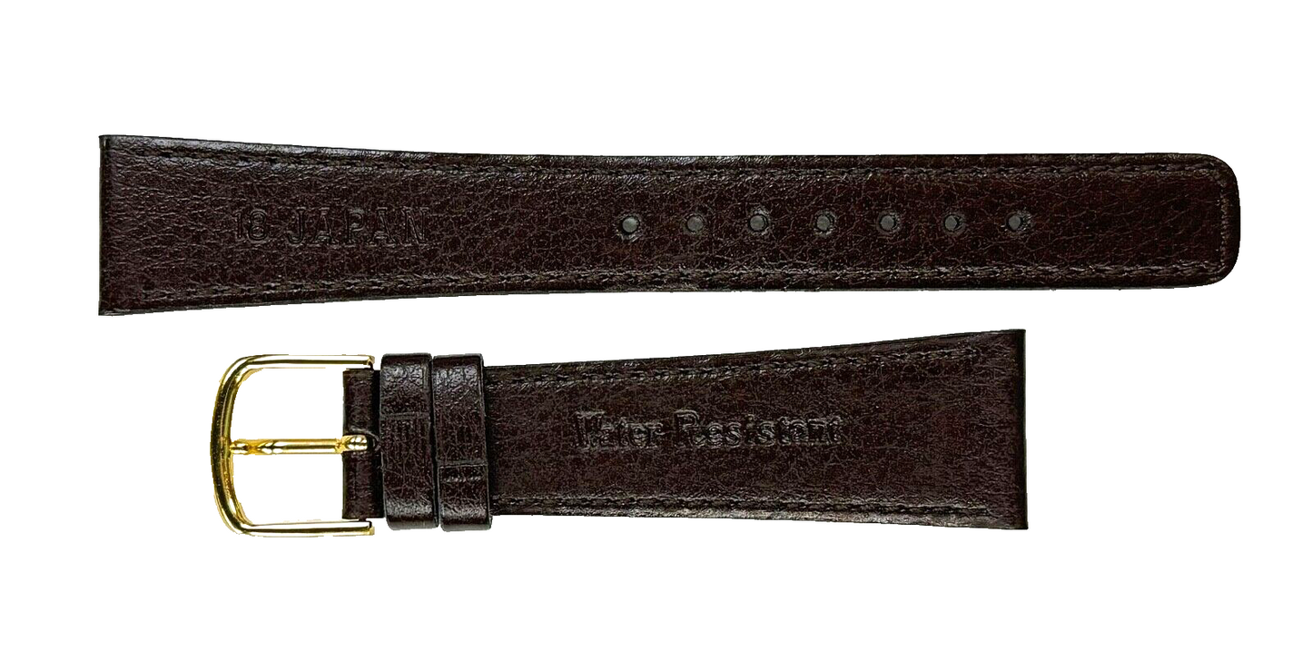 Watch Band Plain Dark Brown Genuine Leather  Flat Stitched 20mm (lot of 6 bands)