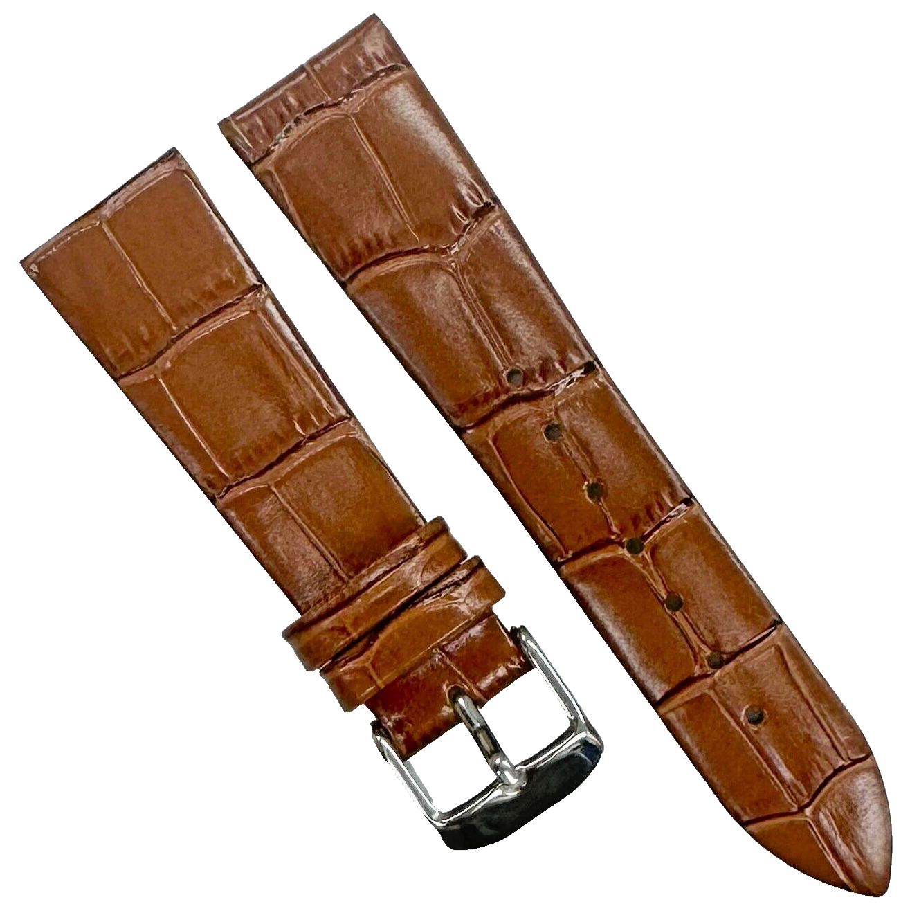 New Watch Band Brown Genuine Leather Alligator Grain (Flat, Short) 18x16MM