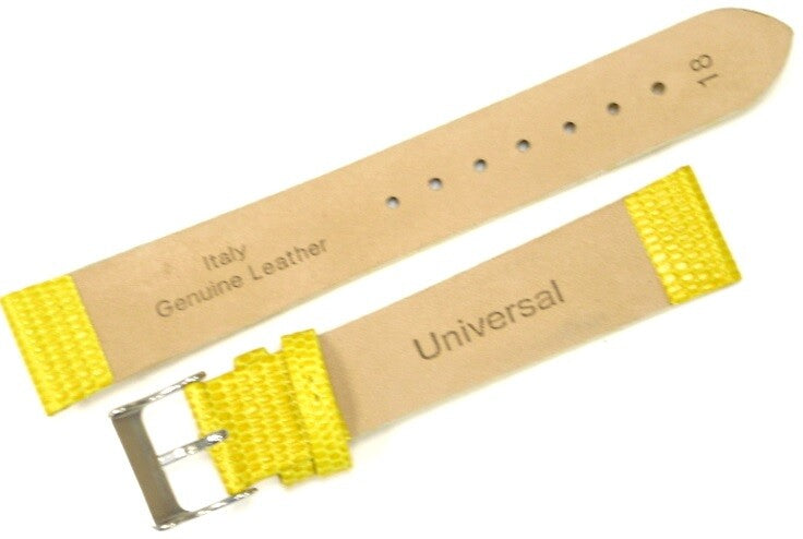 Watch Band Genuine Leather Yellow Lizard Grain Flat 18*16MM Top Quality