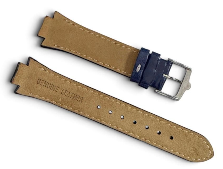 Watch Band Flat Genuine Leather Blue 18mm High Quality