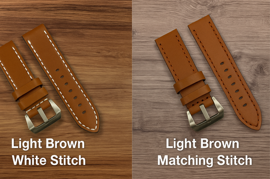 Watch Band Leather Strap L.Brown fits PANERAI 22mm,24mm,26mm Flat (High Quality)