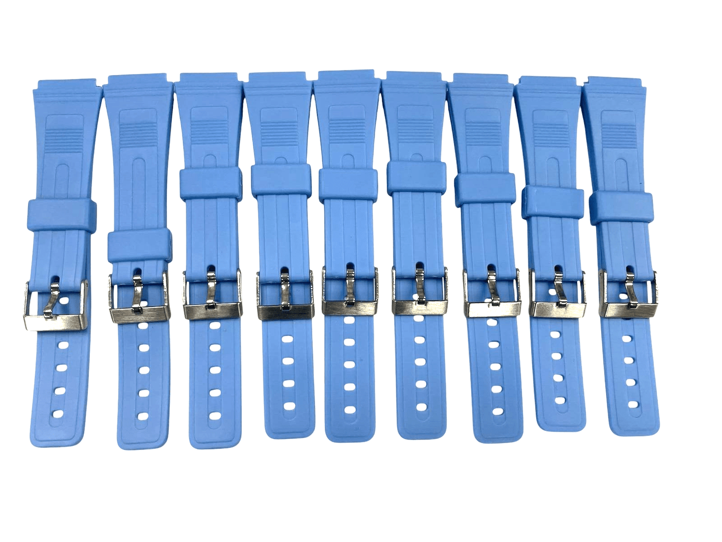 Lot Of 10,19MM PVC Plastic sky blue Watch Band Replacement for CASIO & Others - Universal Jewelers & Watch Tools Inc.
