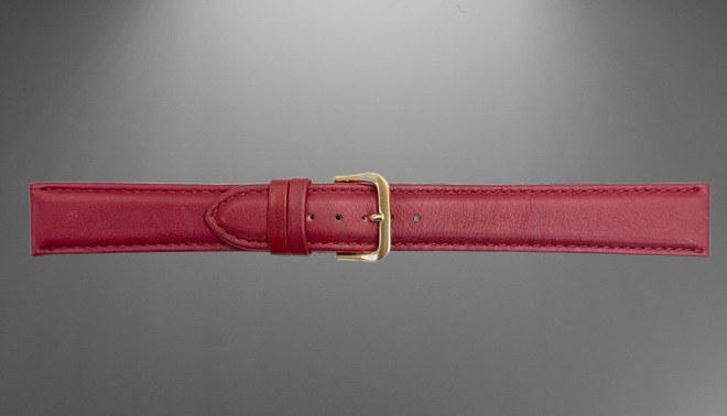 Lot of 6 bands, 16MM XL Plain Padded Red Genuine Leather Watch Band, stitches