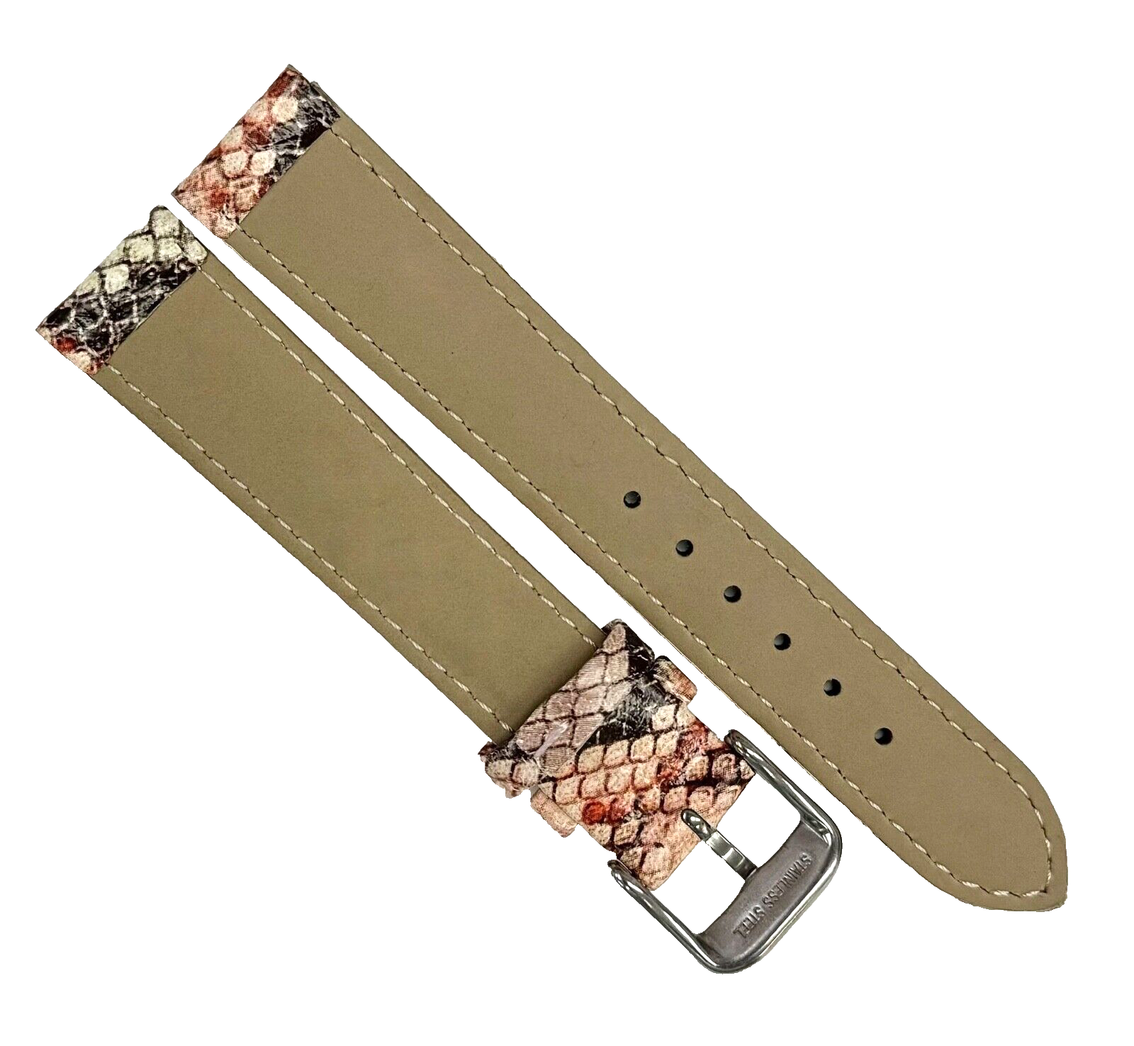 Lot of 6 Watch Band Multi-color Genuine Leather Snake Grain Padded Stitched 18MM