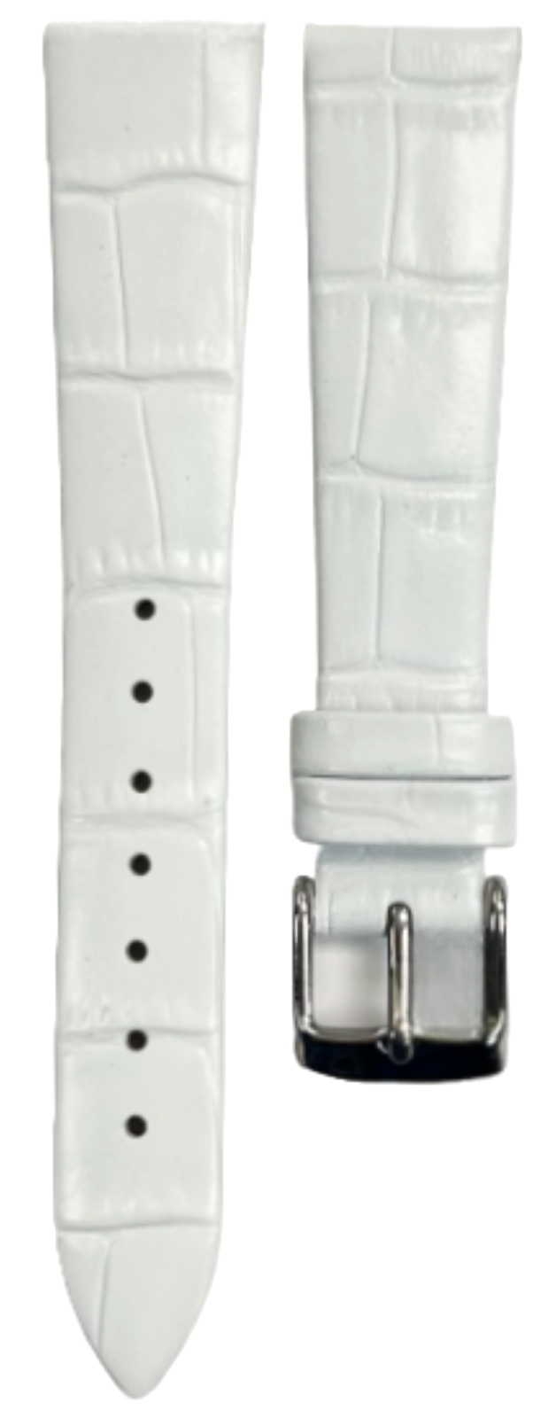 LOT of 6PCS White Leather Flat Unstitched Alligator Grain Watch Band Size 18MM