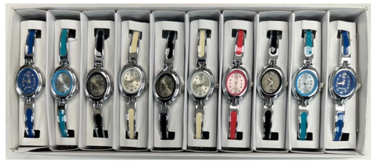 10pcs Set Women's Fashion Steel Band B1 Quartz Multi-Color Watch Bracelet