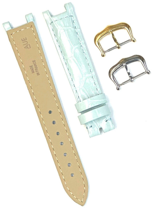 Watch Band For Cartier PASHA Alligator Grain Size 16x14mm L.Blue Color