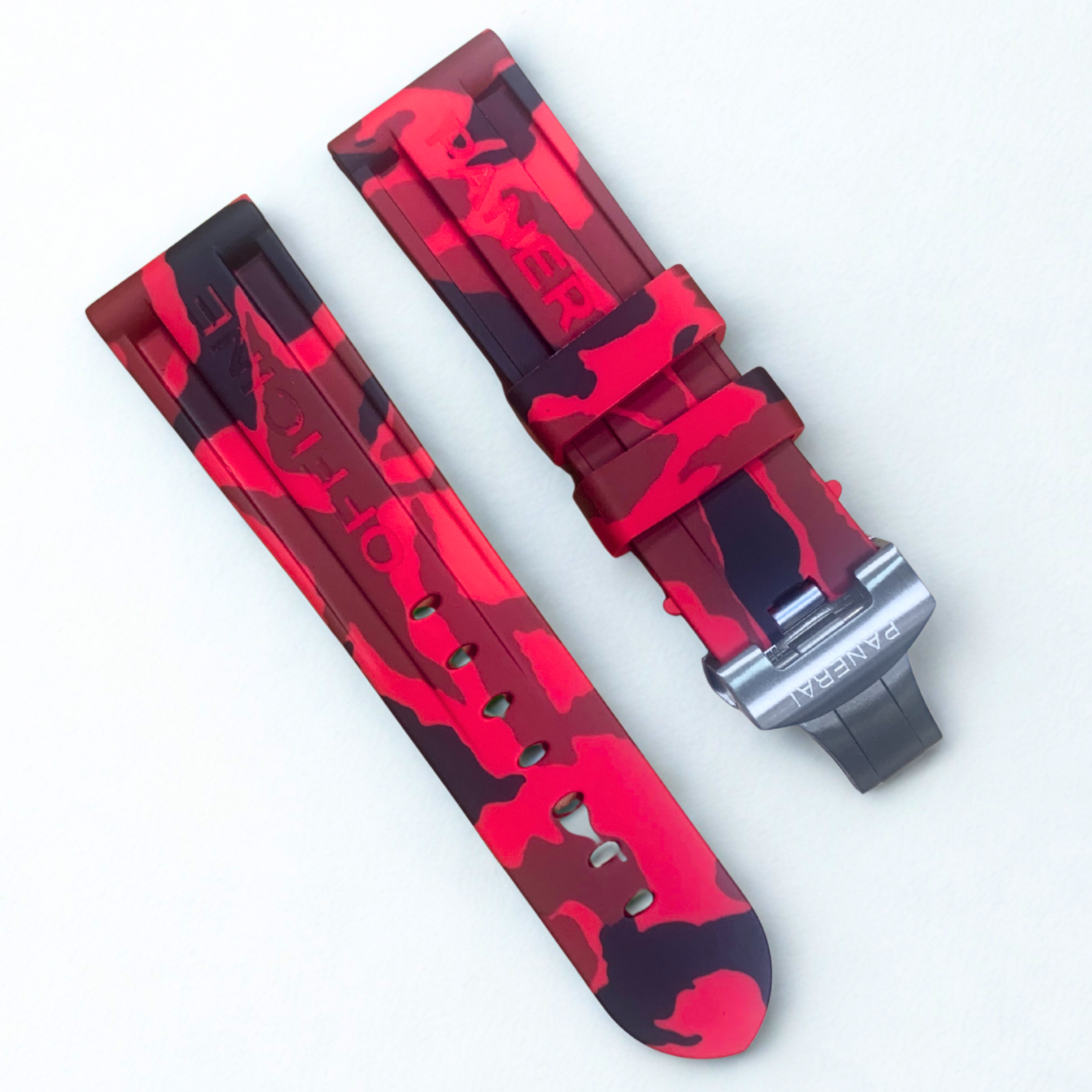 Rubber Watch Band 24mm/22mm - Red Camouflage Color | For PANERAI OFFICIAL