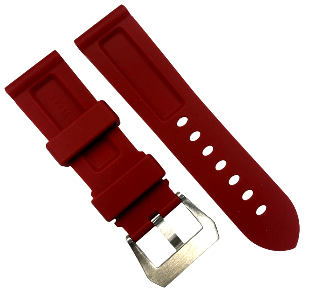 New Watch Band 24mm Rubber Strap CHERRY RED Color for PANERAI OFFICIAL