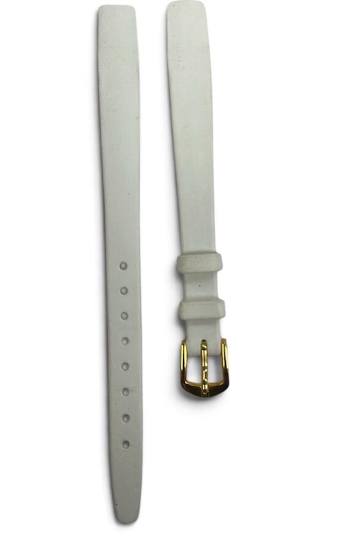 Hirsch black qualitycalf 10 MM open end leather watch band straps-white