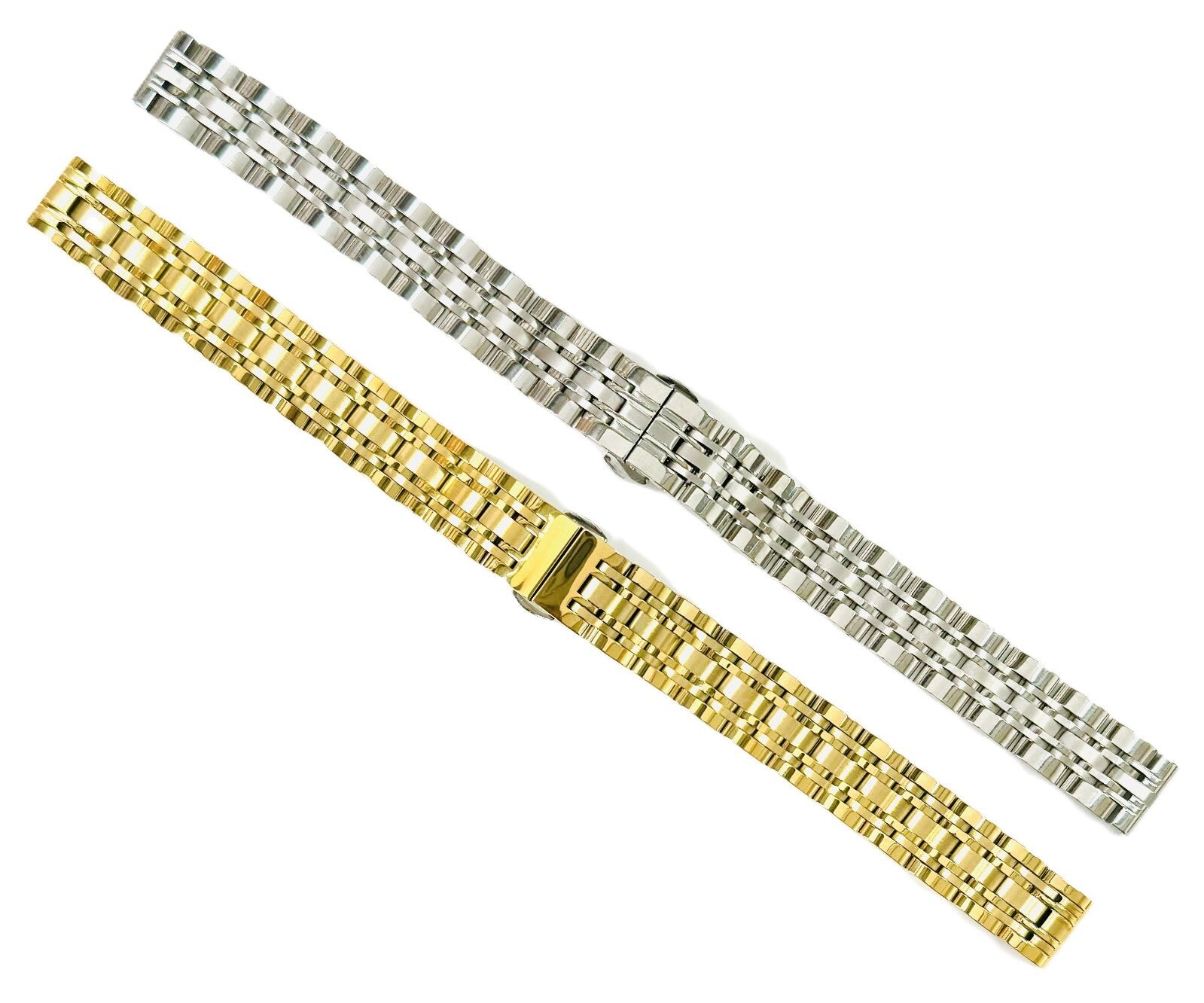 15mm Convertible-Ends 7-Link Stainless Steel Watch Band for Branded Watches