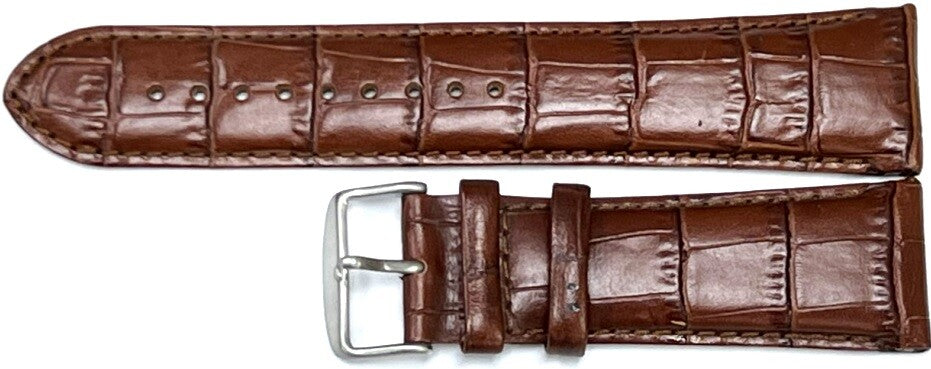 Watch Band "Triumph" Genuine Leather Brown Alligator Grain Padded  28mm XXL