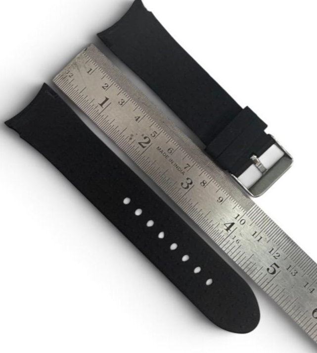 24mm Von Dutch Black Rubber Watch Band Premium Silicone Rubber Strap