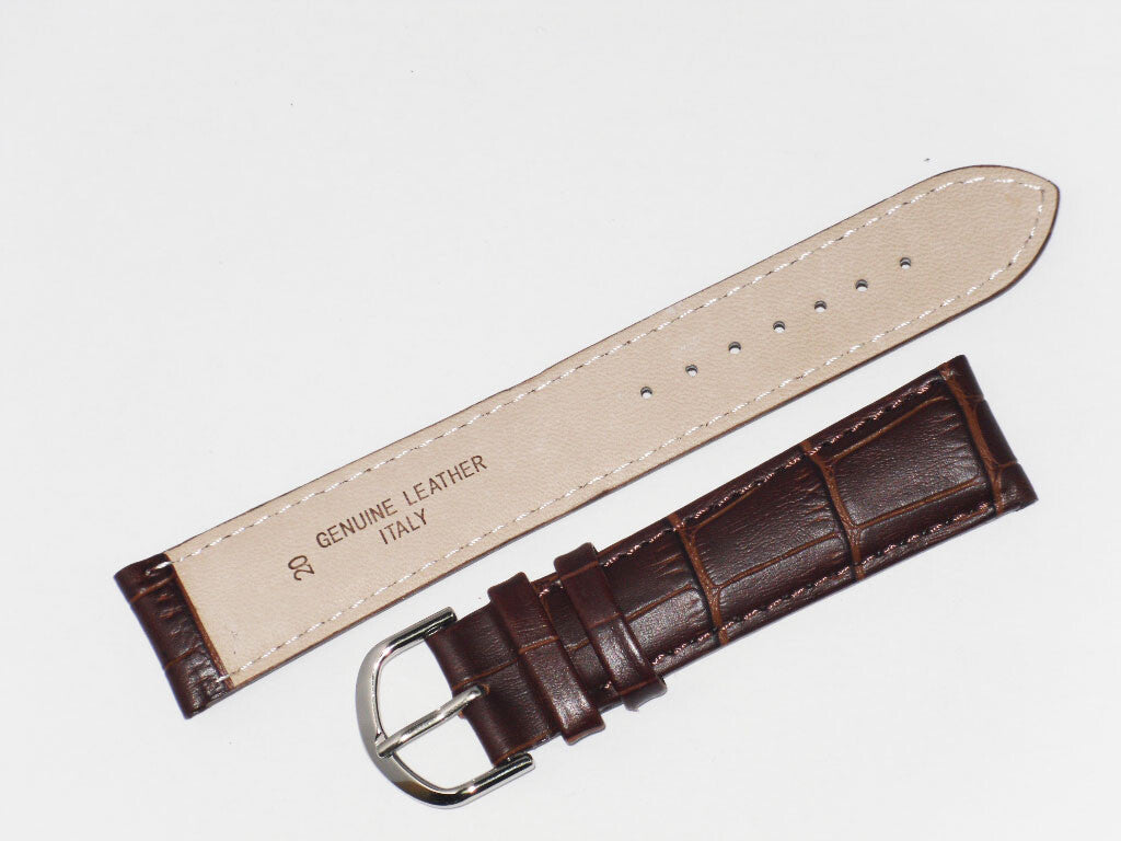 Lot of 6Pcs.Watch Bands 22MM Genuine Leather Alligator Grain Brown, High Quality