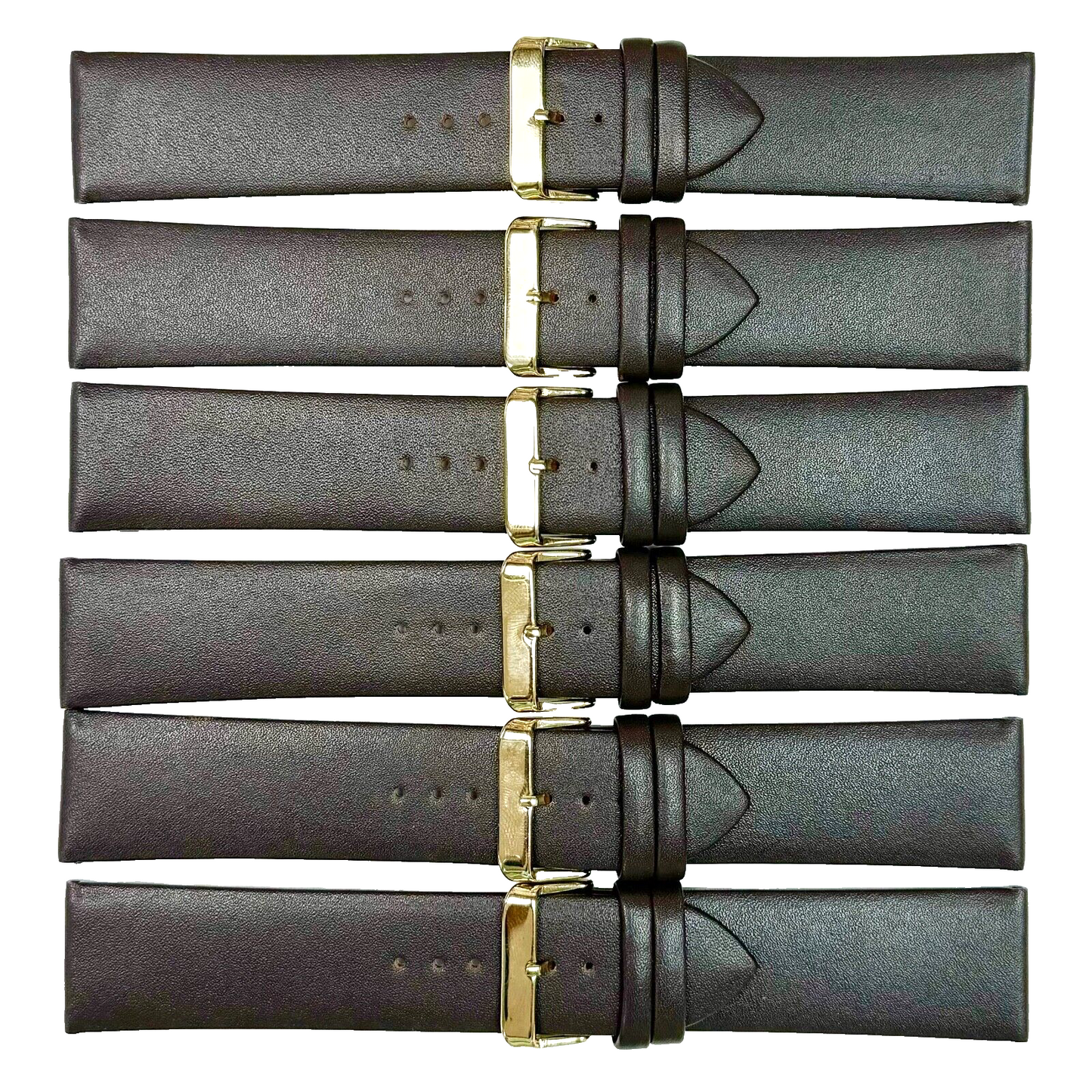 Lot of 6 Watch Bands Dark Brown Genuine Leather Flat Plain 26mm (High Quality)