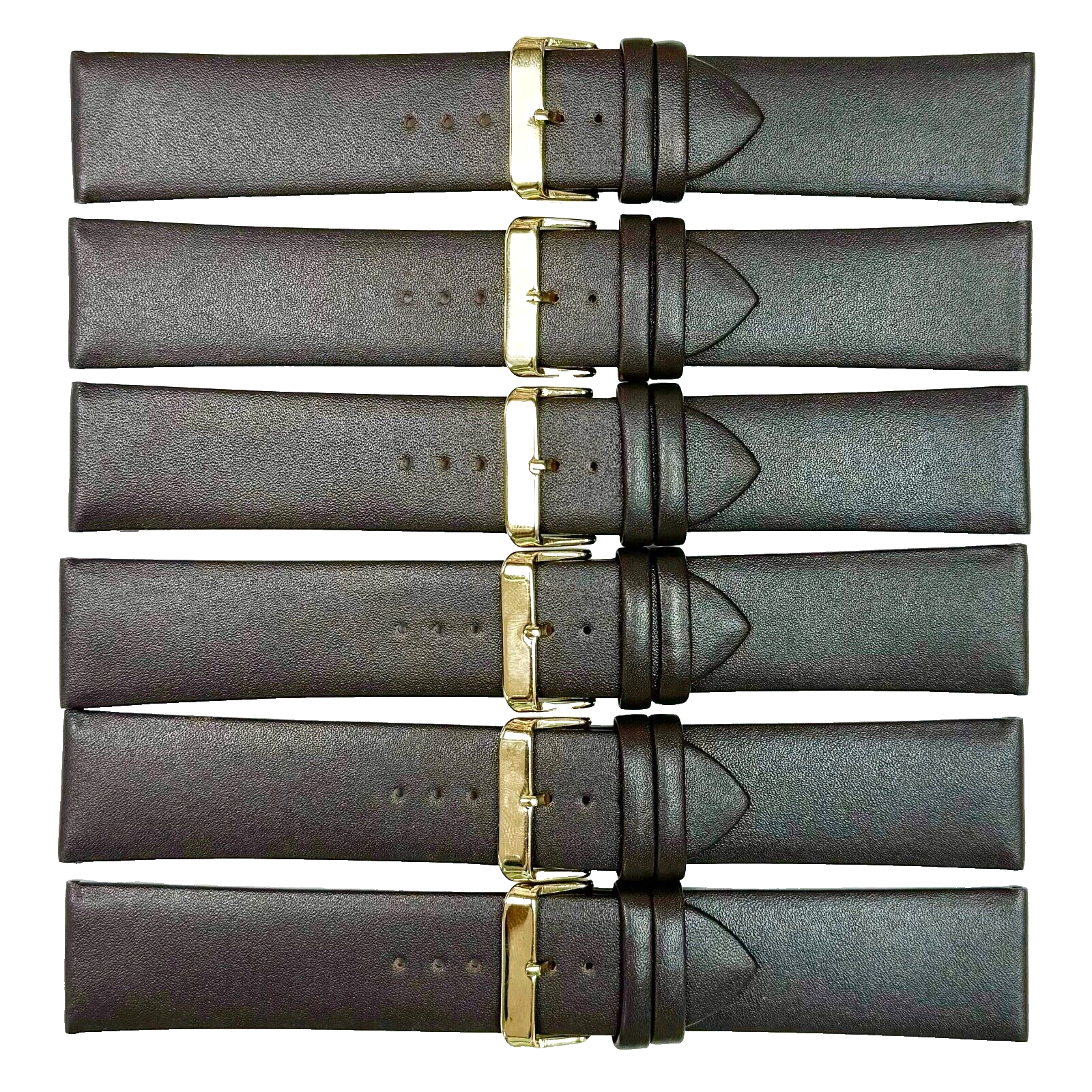 Lot of 6 Watch Bands Dark Brown Genuine Leather Flat Plain 26mm (High Quality)