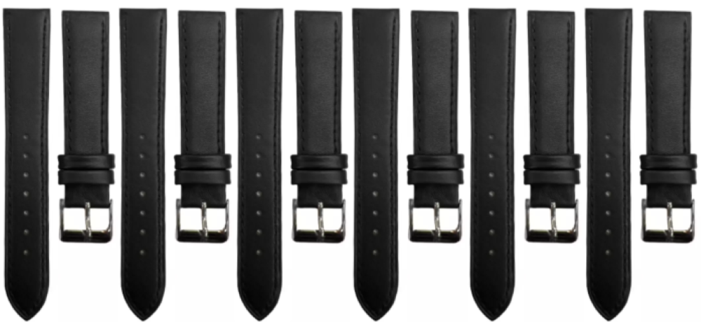 Set of 6PCS Multi-Color Watch Band Size (14✖12)mm Stitched Plain Leather Strap