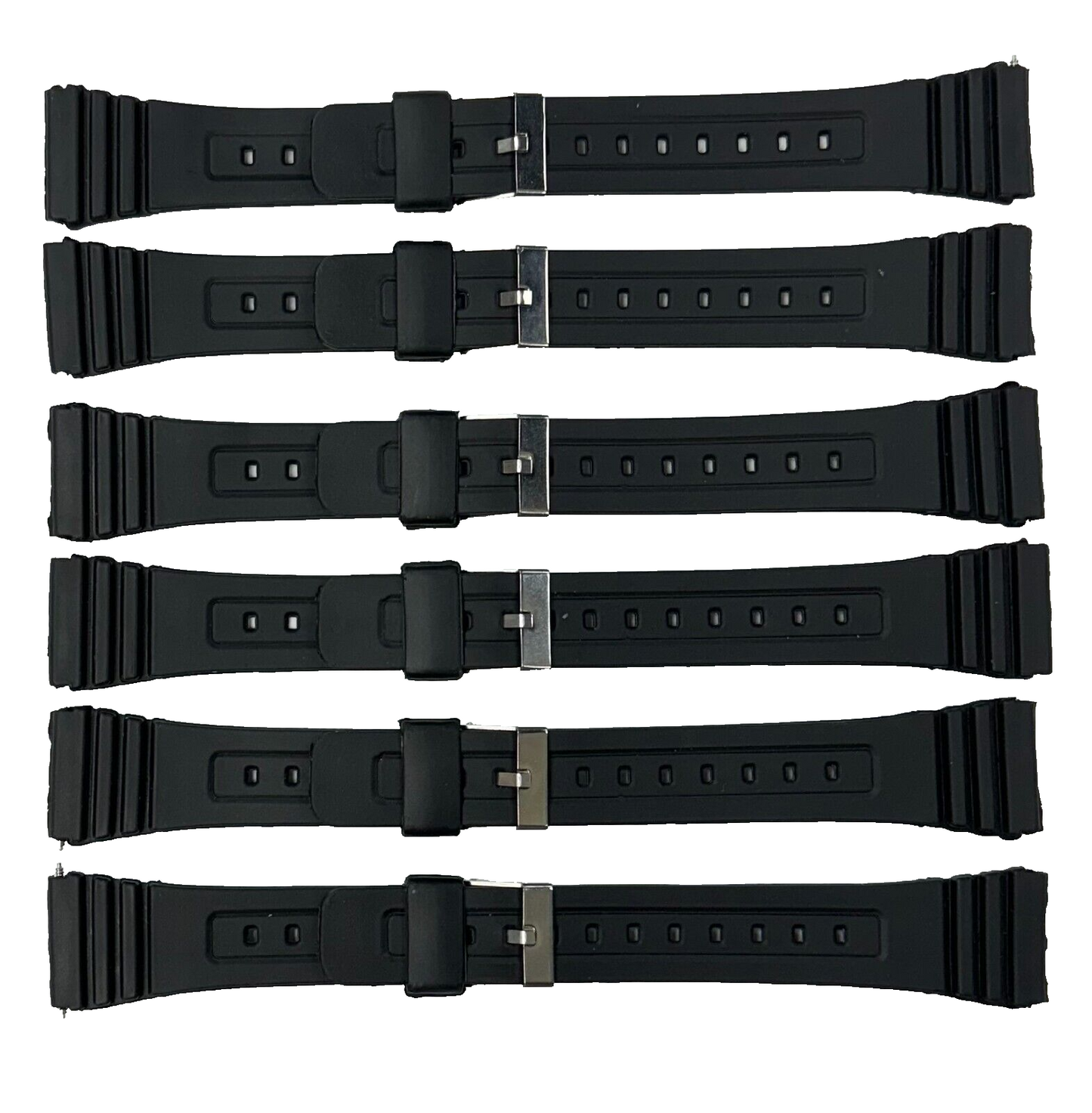 Lot of 6, 22mm PVC Plastic Watch Band Fit to CASIO & Other Watches