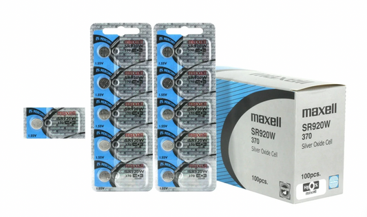 Maxell 370 (SR920W) 1.55V Silver Oxide Watch Batteries – Pack of 100 Batteries