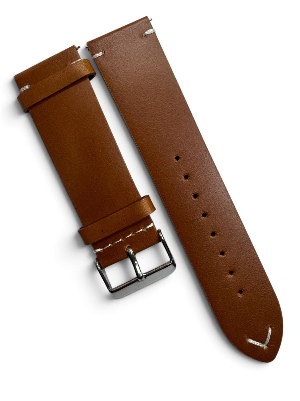 STITCHED GENUINE LEATHER UNIVERSAL WATCH BAND 24mm TAN BROWN COLOR
