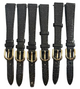 (SET OF 6) 12mm Black Genuine Lizard Watch Band-Black