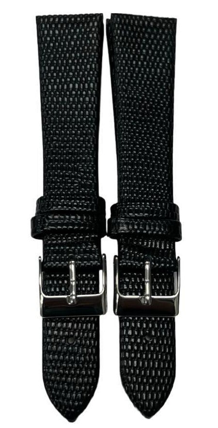 Best Quality Watch Bands Genuine Leather Lizard Grain Flat Black 12- 24mm