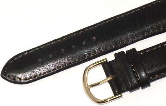  Watch Band Dark Brown Genuine Leather Plain Padded, Stitched 20 MM Extra Long
