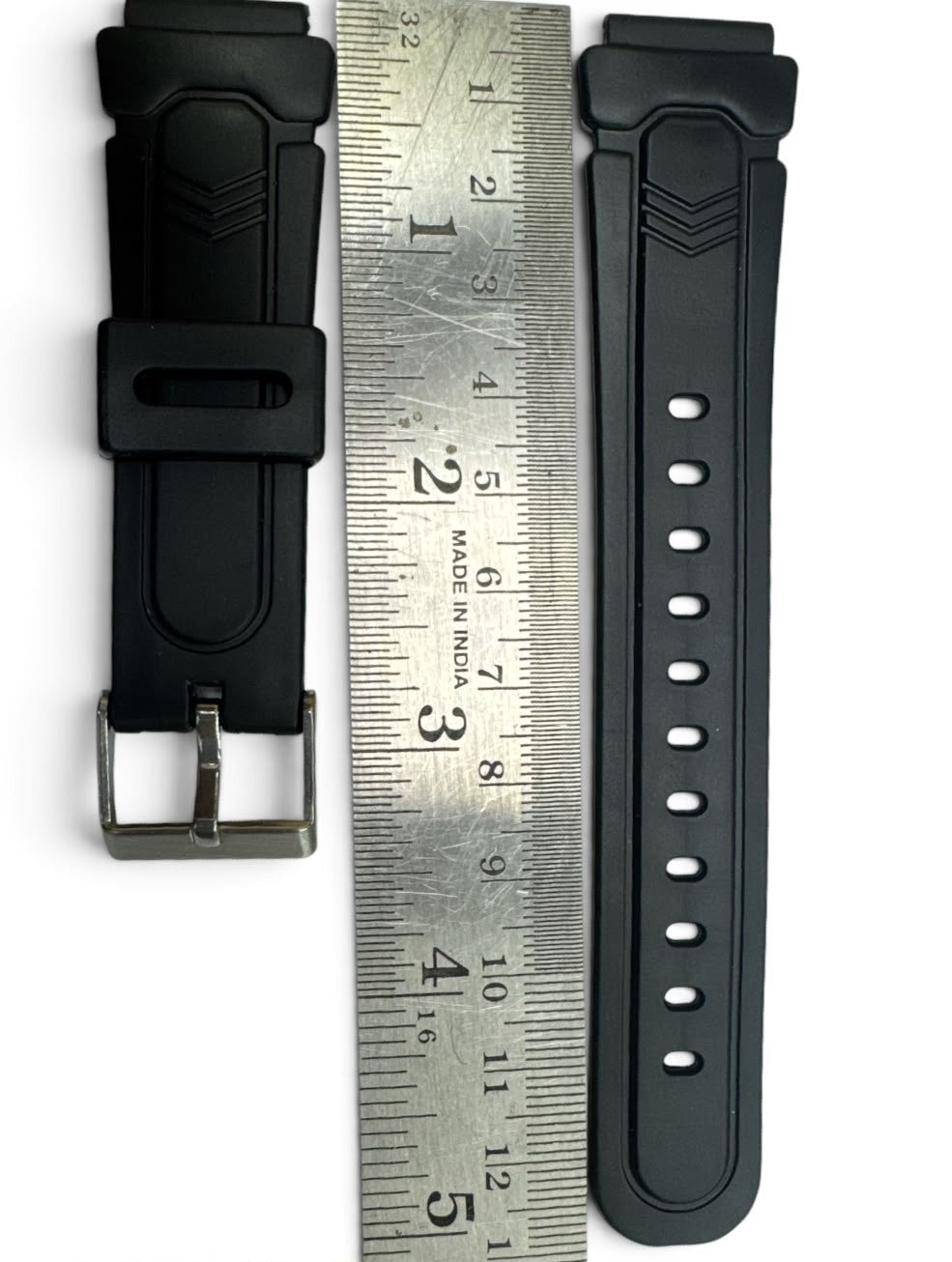 18MM BLACK PLASTIC PVC WATCH BAND FOR CASIO and other watches
