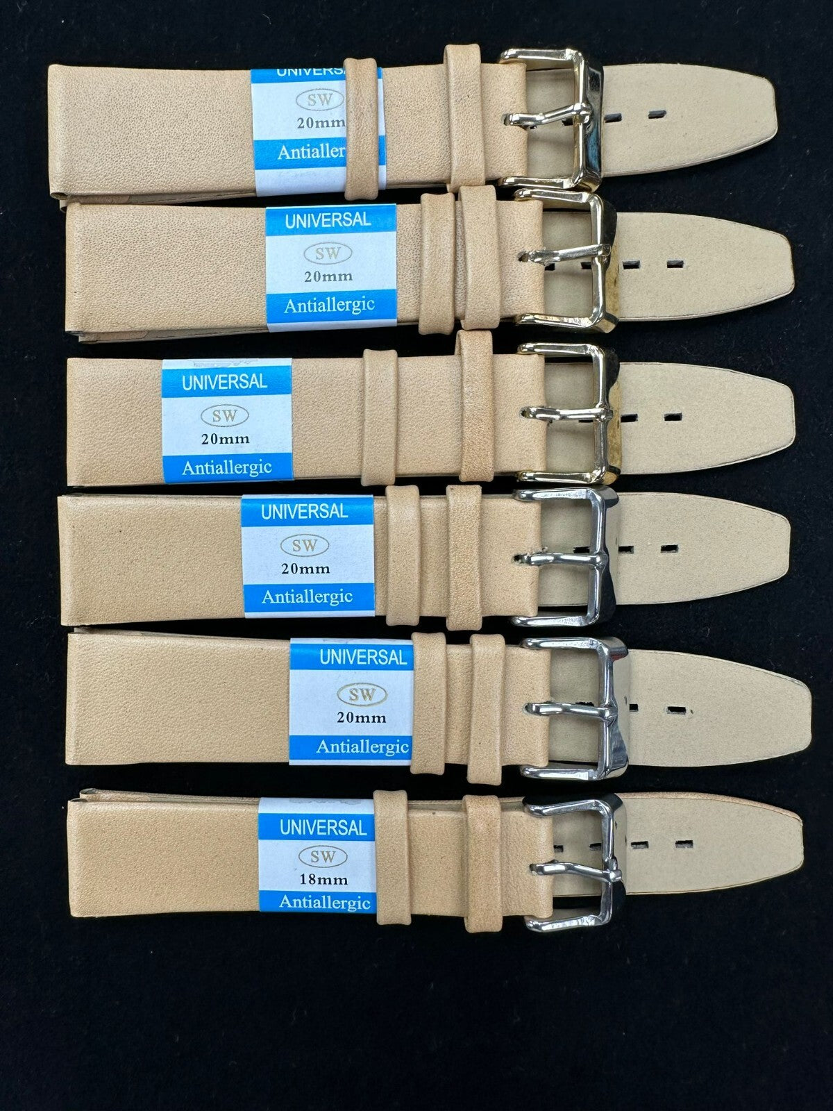 6 piece plain light beige genuine leather band in premium quality