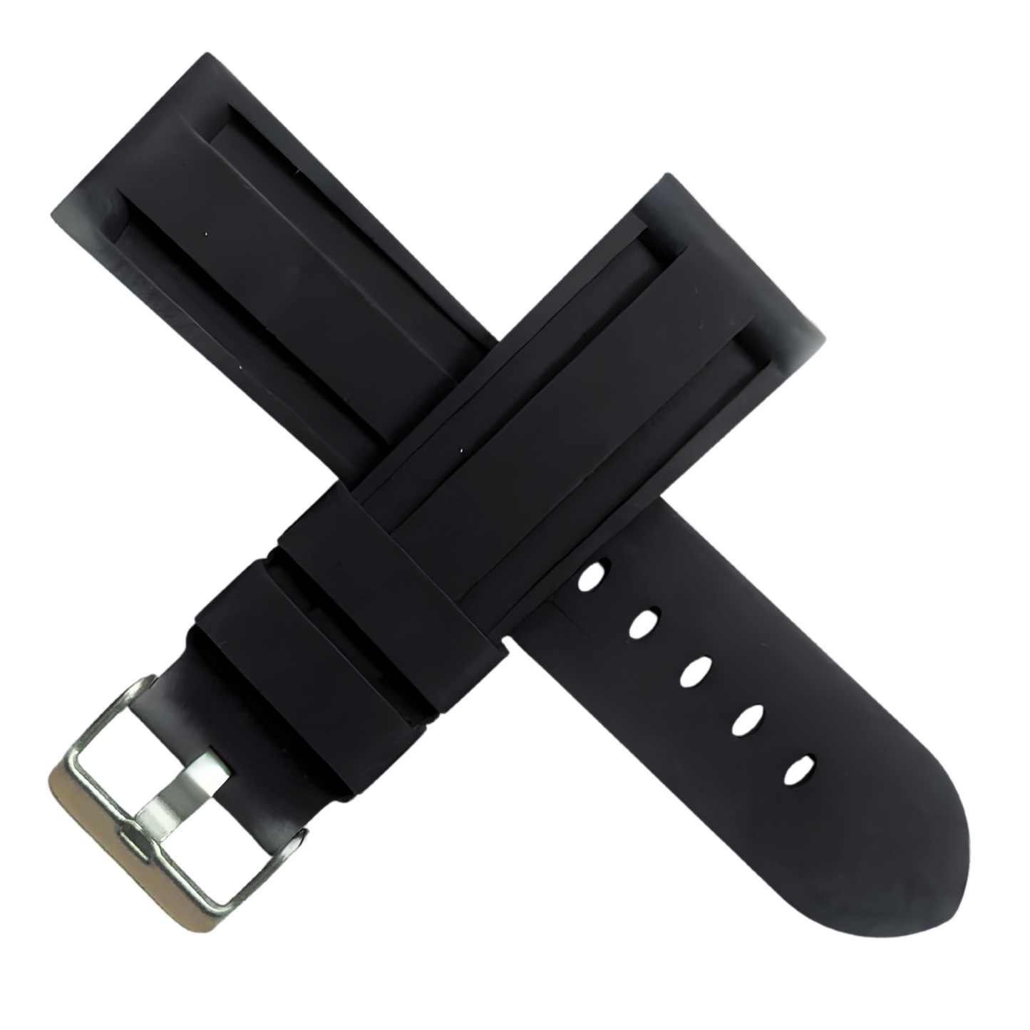 Panerai-Style 20mm Silicone Watch Band - Black Comfortable & Durable
