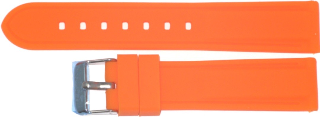 18MM Orange color Silicone watch band silver buckle with free spring bars