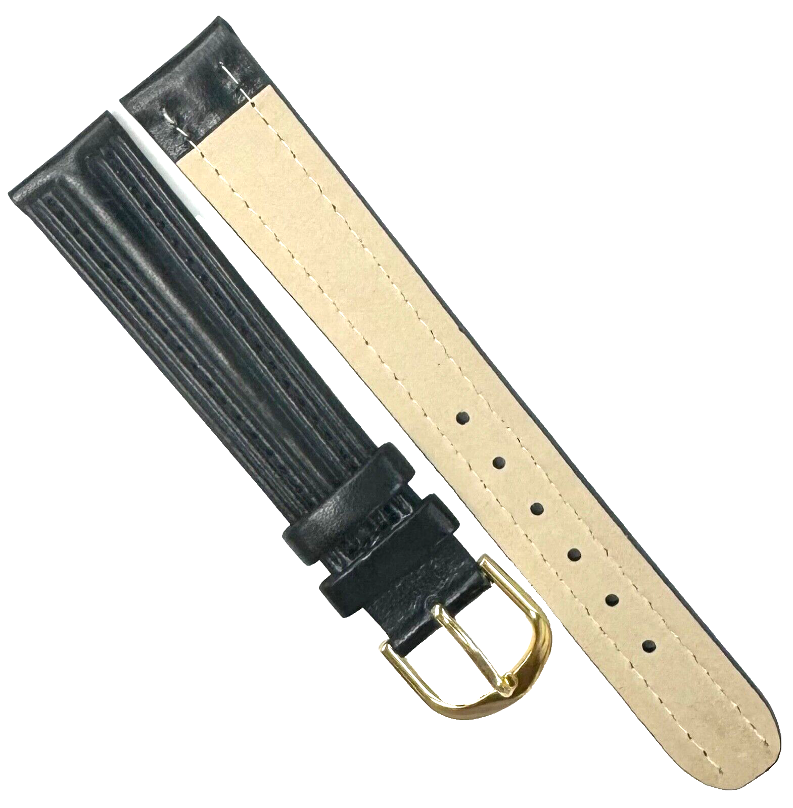 Unique Designed Watch Band Black Genuine Leather 16MM