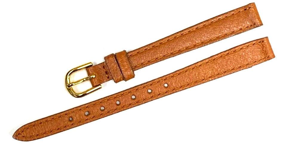 Watch Band TAN Color Genuine PIGSKIN Grain Flat, Stitched 10mm LONG (A1 Quality)