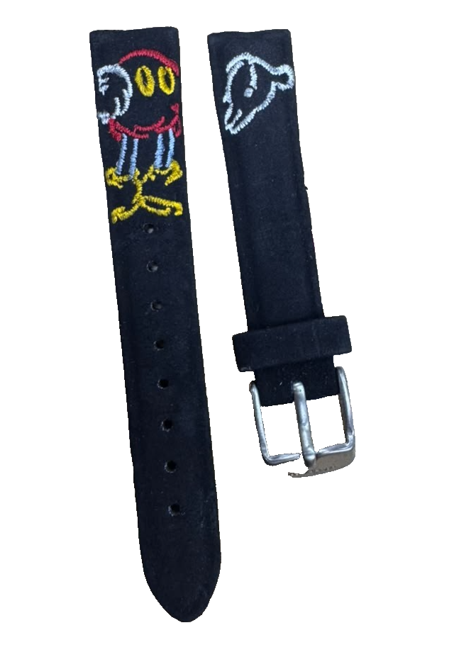 16MM WATCH BAND BLACK MICKEY MOUSE DESIGN LOT OF 8