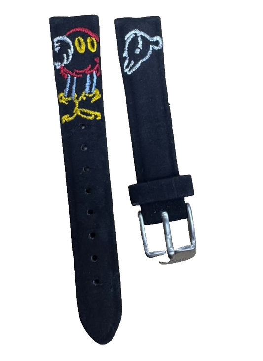 16MM WATCH BAND BLACK MICKEY MOUSE DESIGN LOT OF 8