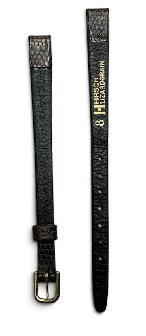 8 Mm BROWN HIRSCH VINTAGE GENUINE LIZARD GRAIN  WATCH BAND