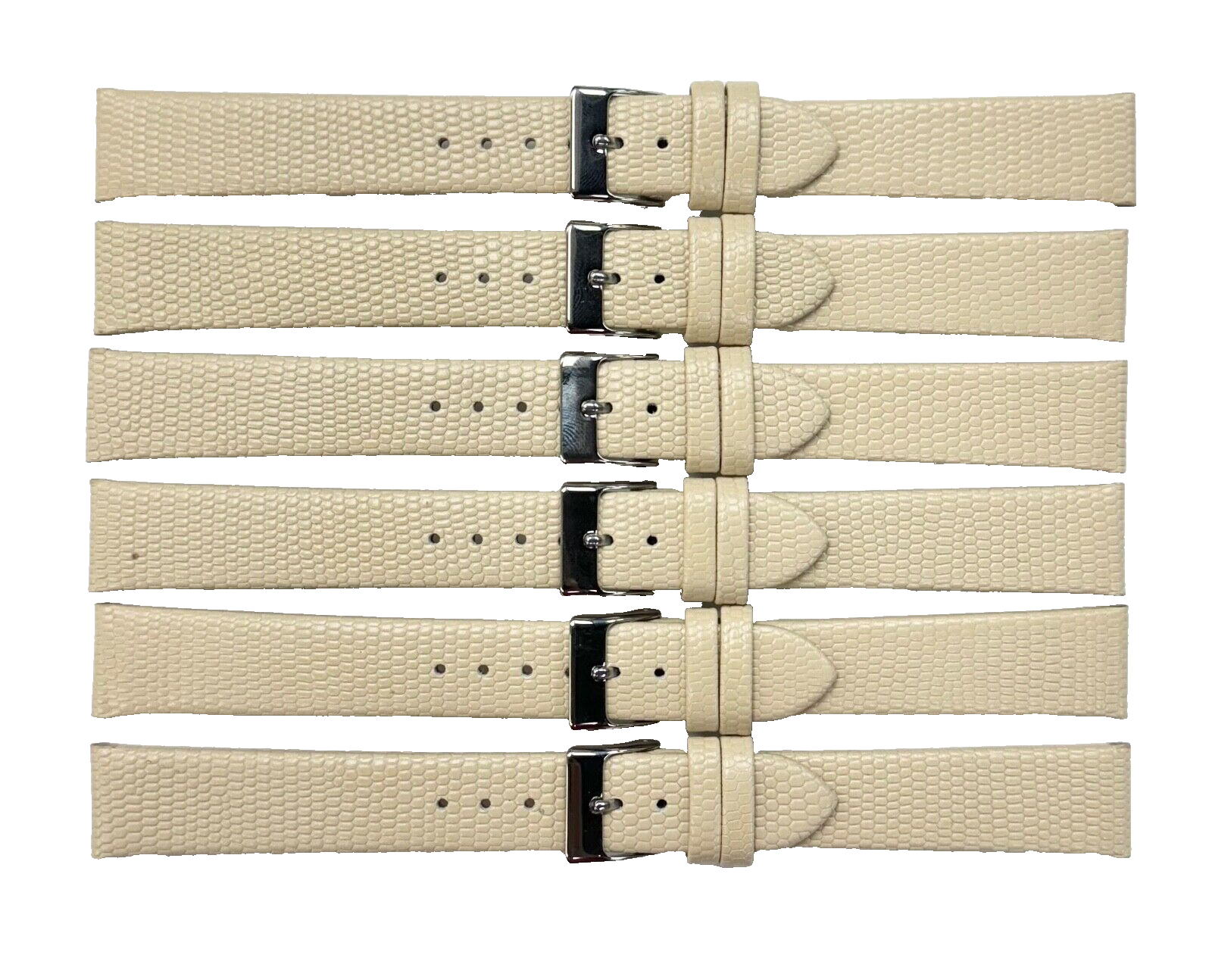 Watch Band Genuine Leather Beige Lizard Grain Flat 22x18MM (lot of 6 bands)