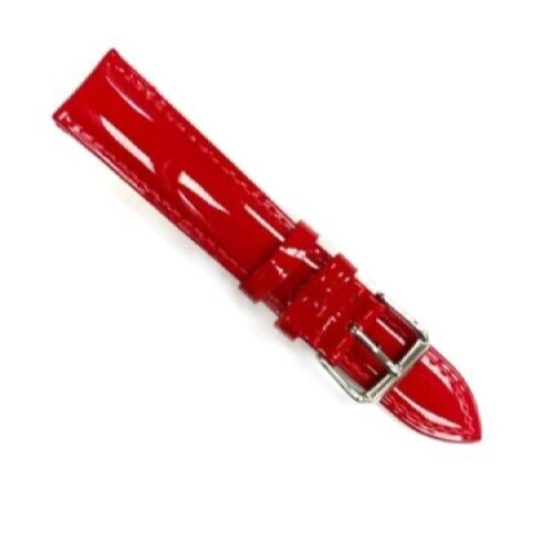 Watch Band 14MM Red Glossy  Genuine Leather Soft Sweat Proof, Stitched, Padded