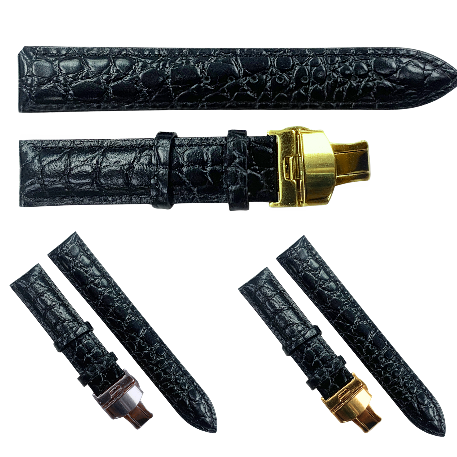 Black Leather Watch Band - 21mm Lug 18mm Buckle w/ 3 Buckle Colors | For Chopard