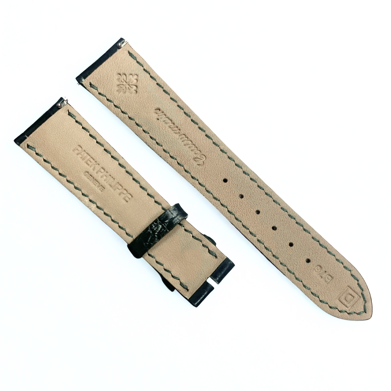 OEM Patek Philippe Black Alligator Leather Watch Band - 19mm x 16mm