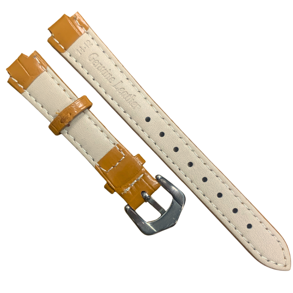14mm Tan Genuine leather Band Strap Crocodile-Style w/ Buckle