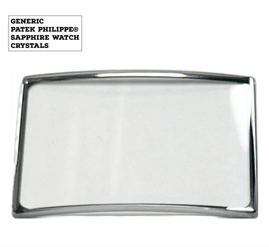 Generic Sapphire Crystals PATEK PHILIPPE (20.5×15.5)mm Double Domed Silver Trim