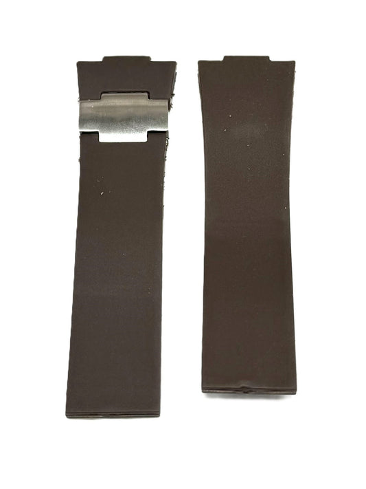 12x25x20 mm Brown Rubber Watch Band for ULYSSE NARDIN Watches with metal pcs