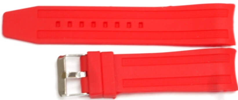 Watch Band Silicone Red 22MM Curved Ends Fit Sports  Men Watches