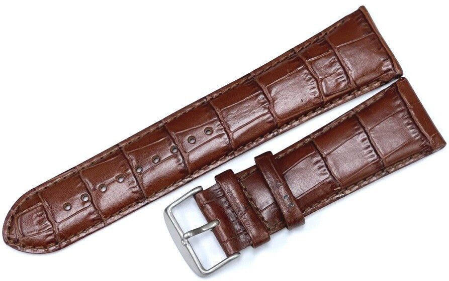 Watch Band "Triumph" Genuine Leather Brown Alligator Grain Padded  28mm XXL