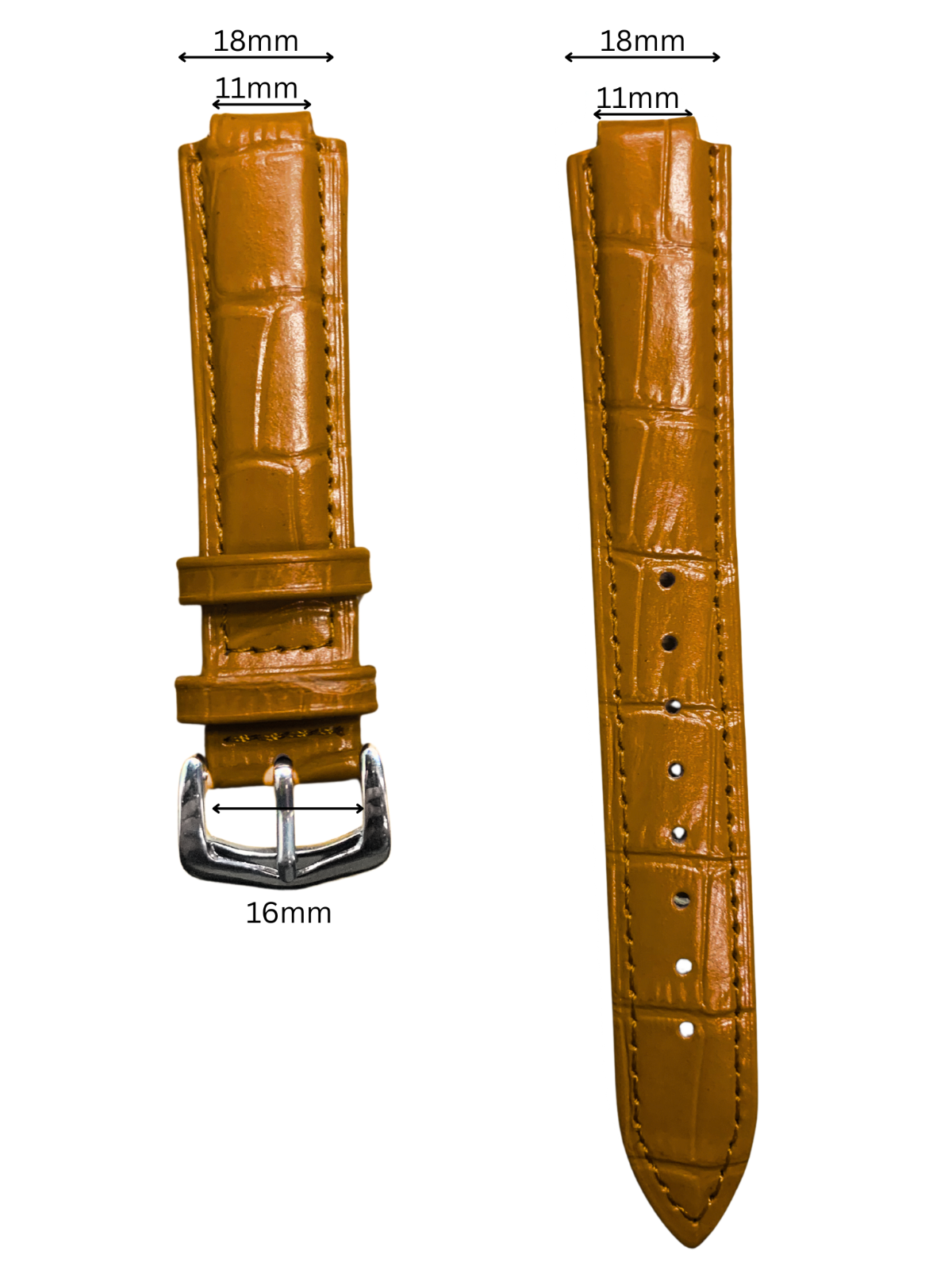 20mm Tan Genuine leather Band Strap Crocodile-Style w/ Buckle
